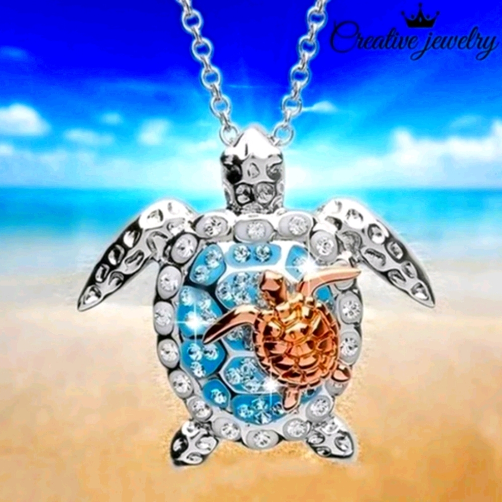 ✅ 3 Pcs Ring/Earrings Turtle Necklace Set 🐢